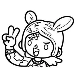 Coloriage Fille Toca Boca faisant un signe de paix avec des oreilles de lapin