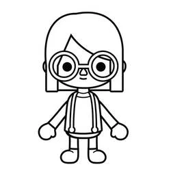 Coloriage Toca Boca avec de grandes lunettes rondes