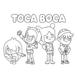 Coloriage Toca Boca personnages posant ensemble