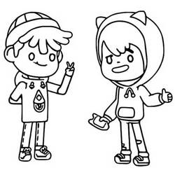 Coloriage Toca Boca Leon et Zeke debout ensemble