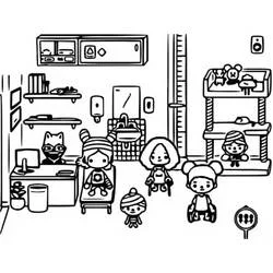 Coloriage Toca Boca enfants dans un cabinet médical