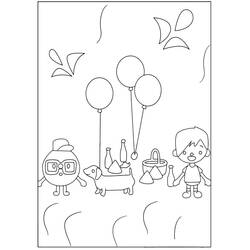 Coloriage Toca Boca amis avec des ballons en pique-nique