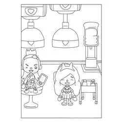 Coloriage Toca Boca filles au salon de coiffure
