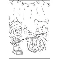 Coloriage Personnages Toca Boca jouant de la musique sur scène