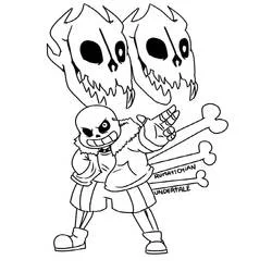 Coloriage Sans utilisant l'attaque des Gaster Blasters