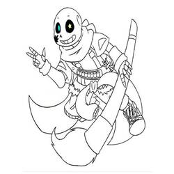 Coloriage Sans en pose de combat dynamique