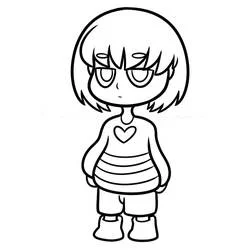 Coloriage Frisk debout au regard déterminé