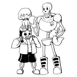 Coloriage Frisk, Papyrus et Sans de Undertale