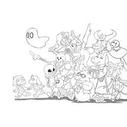 Coloriage Personnages dans Undertale réunis ensemble