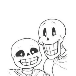 Coloriage Sans et Papyrus souriants ensemble
