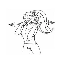 Coloriage Undyne mordant une flèche