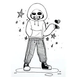Coloriage Sans souriant avec un cœur flottant