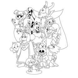 Coloriage Undertale portrait de groupe complet