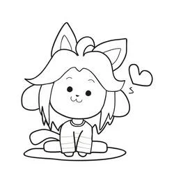Coloriage Temmie assise avec un petit cœur
