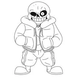Coloriage Sans debout avec un large sourire