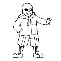 Coloriage Sans en train de saluer avec un grand sourire