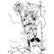 Coloriage Guerrier World of Warcraft avec un bâton totem