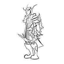 Coloriage World of Warcraft guerrier elfe à l'arc