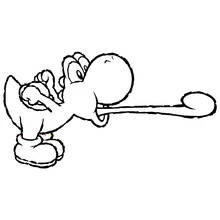 Coloriage Yoshi tirant sa longue langue