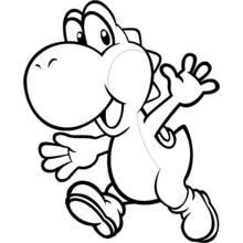 Coloriage Yoshi faisant un signe de la main