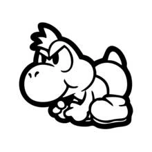 Coloriage Yoshi bébé accroupi avec un regard féroce