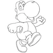 Coloriage Yoshi qui court les poings levés