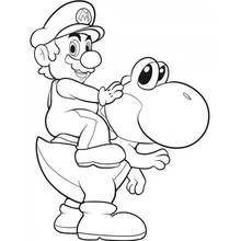 Coloriage Yoshi portant Mario sur son dos