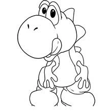 Coloriage Yoshi de face avec la langue tirée