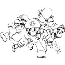 Coloriage Yoshi et ses amis en pleine course