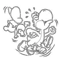 Coloriage Yoshi surpris avec Bébé Mario qui tombe