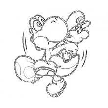 Coloriage Yoshi galopant avec Mario sur son dos