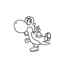 Coloriage Yoshi faisant un signe de paix