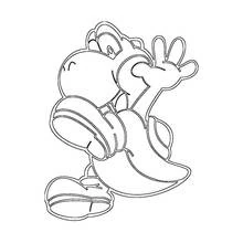 Coloriage Yoshi qui fait un signe joyeux