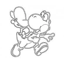 Coloriage Yoshi en pleine course