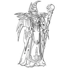 Coloriage Sorcier sombre au bâton crânien