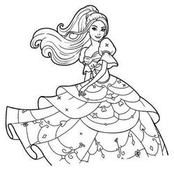 Coloriage Barbie en robe de bal élégante