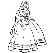 Coloriage Barbie princesse en robe bordée de fourrure