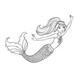 Coloriage Barbie Sirène nageant joyeusement