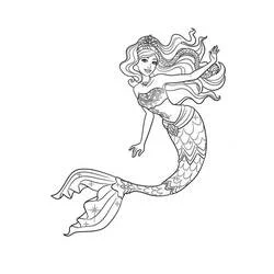 Coloriage Barbie Sirène nageant avec élégance