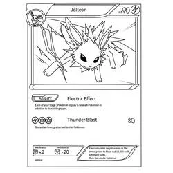 Coloriage Voltali carte Pokémon en position d'attaque