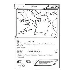 Coloriage Pikachu carte Pokémon entouré d'éclairs