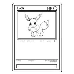 Coloriage Évoli sur une carte Pokémon