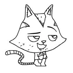 Coloriage Catrat avec un sourire malicieux