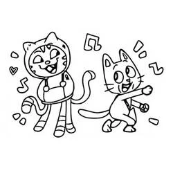 Coloriage DJ Catnip et Pandy Paws en train de danser