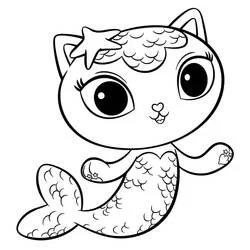 Coloriage Gabby Chat créature sirène aux écailles étoilées