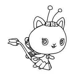 Coloriage Kitty Fairy volant avec sa baguette magique