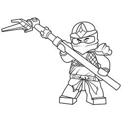 Coloriage Cole ZX ninja pointant son arme vers l'avant