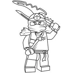 Coloriage Jay en position de combat avec deux épées