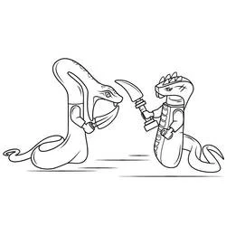 Coloriage Lego Ninjago guerriers serpents en duel avec des lames