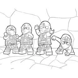 Coloriage Lego Ninjago ninjas en position de combat